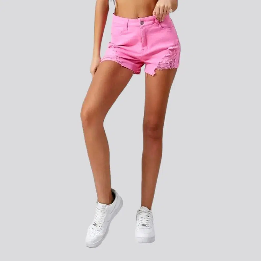 Exclusive Discount Straight pink jean shorts
 for women