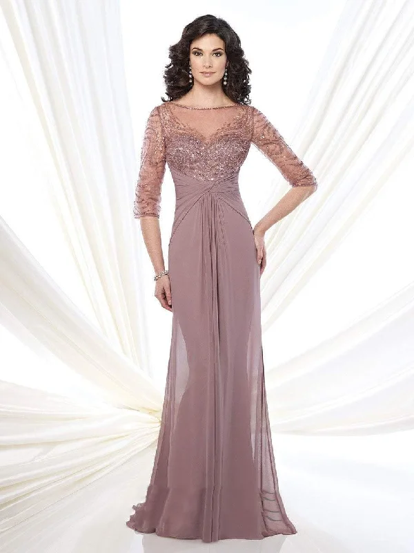 The Latest Trends Mon Cheri - 215919SC Knotted Embellished Sheath Evening Gown