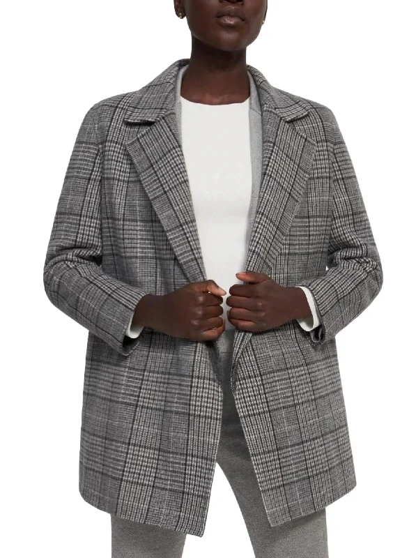 Romantic Detailing Clairene West Plaid Jacket In Grey Multi