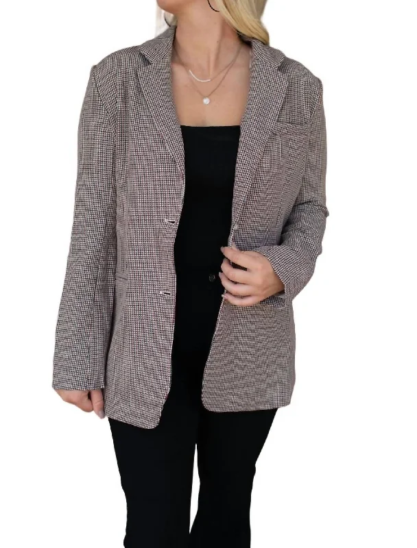 Discover Promotions Cozy Plaid Blazer In Beige/black