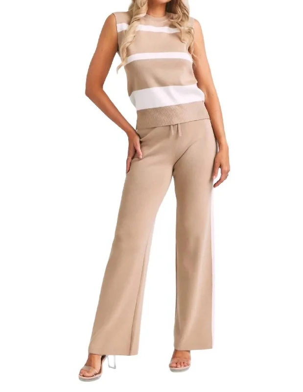 Fashion Essentials Bliss Knit Pant In Beige