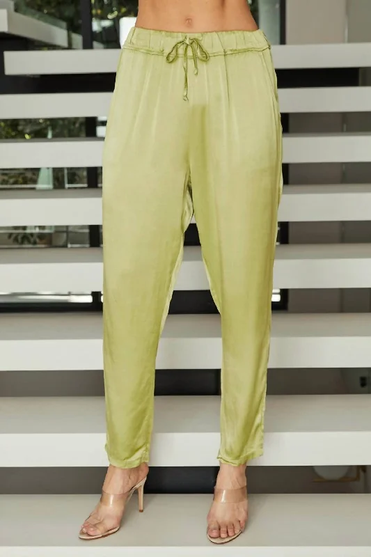 Casual Yet Stylish Separates Satin Straight Leg Pant In Green