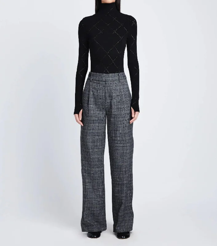 Great Prices On Feminine Styles Plaid Suiting Wide Leg Trouser In Medium Grey