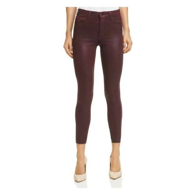 Don't Miss Out Coated High Raise Skinny Ankle Jeans In Red