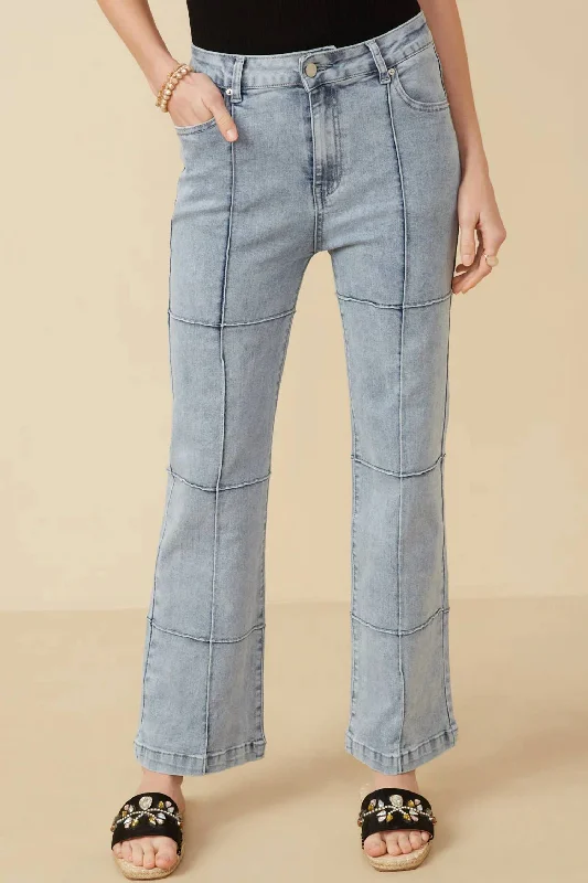 Sophisticated Cut Washed Paneled Detail Denim Jeans In Light Denim