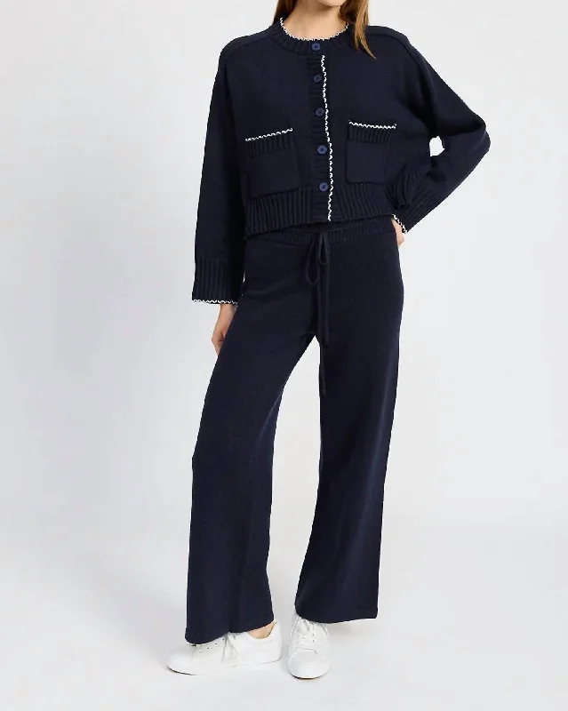 Budget-Friendly Fashion Rochelle Knit Sweater Lounge Pant In Navy