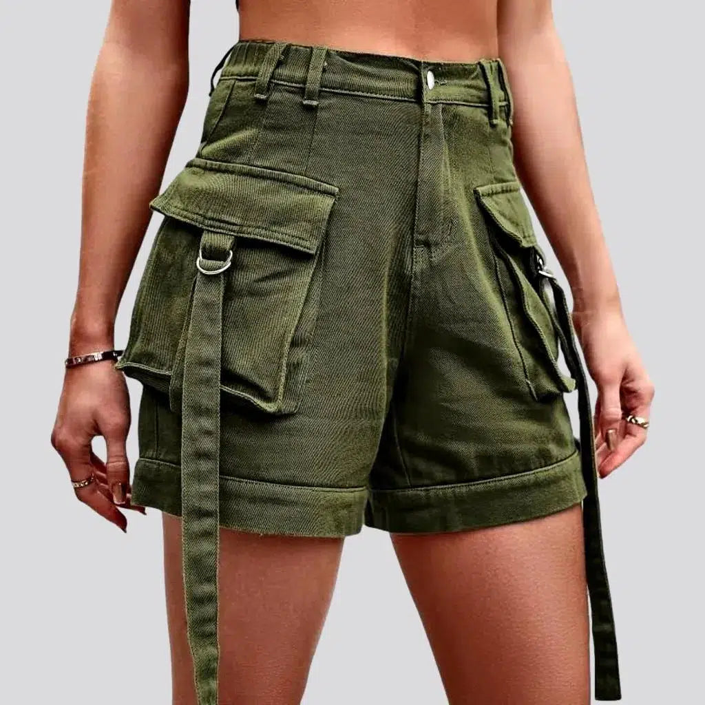 Trend Setting Wardrobe Cargo pocket-straps jeans shorts