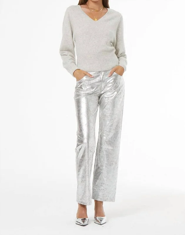 Big Discounts Clancy Leather Pant In Silver Distressed