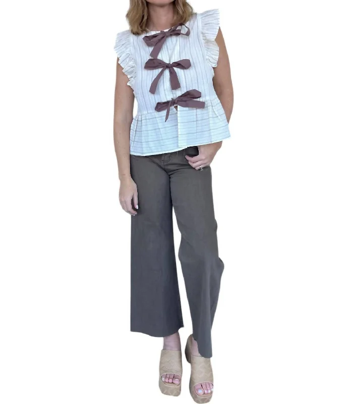 Latest Fashion Coffee Break Wide Leg Pants In Washed Brown