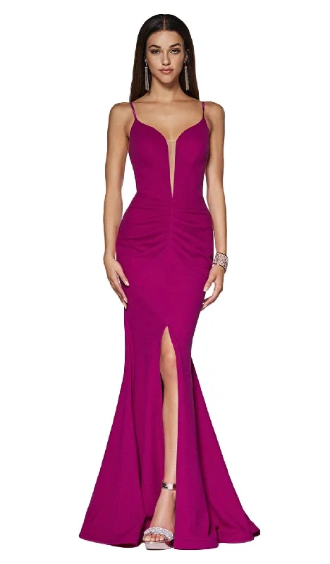 Hot Brand Discounts Cinderella Divine - CF329 Plunging Bodice Front Slit Mermaid Gown