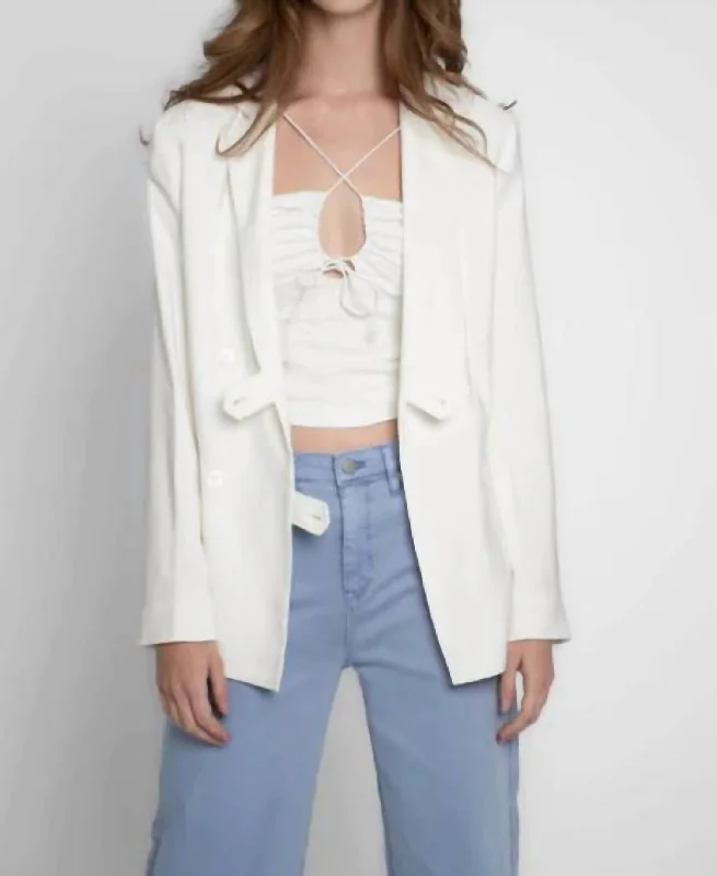 Flash Sale White Feather Crepe Blazer