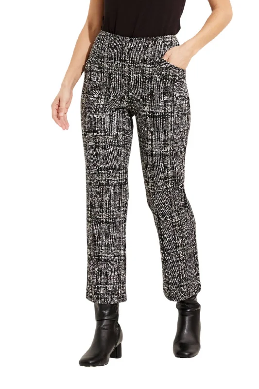 Luxury Fashion Plaid High-Waisted Pant In Black/multi