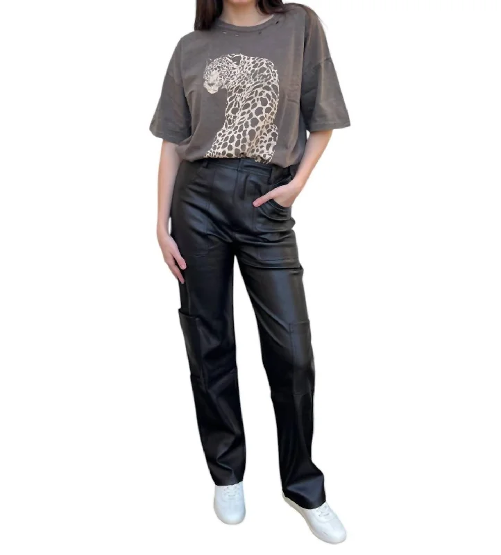 Fashion Forward Confidence Is Key Faux Leather Cargo Pants In Black