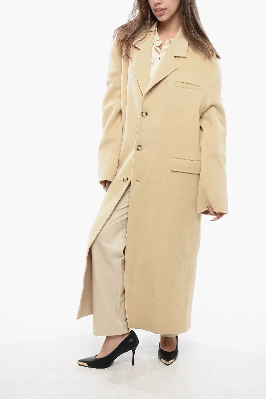 End Of Season Sale Nanushka Oversized Wool And Silk Veda Coat With Flap Pockets