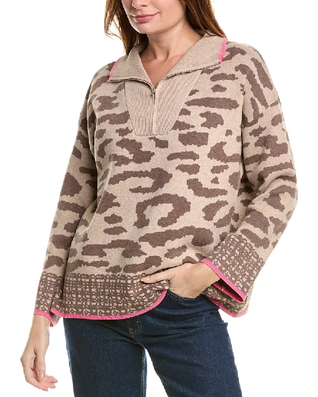 Everyday Glamour FATE Funnel 1/2-Zip Wool-Blend Sweater