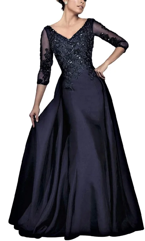 Bid Farewell To The Old Season Janique - JA3009SC Lace Quarter Sleeves Overskirt Gown