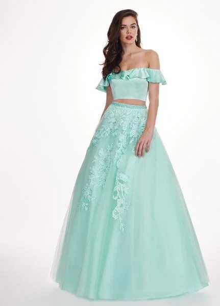 Trend Setting Wardrobe Rachel Allan 6484 - Two-Piece Asymmetrical Embroidered Ballgown