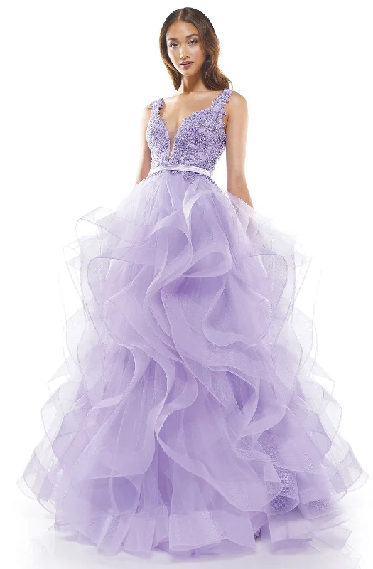 Fashion Forward Femininity Colors Dress - Sleeveless Lace Bodice Ruffle Tulle A-Line Gown 2325S