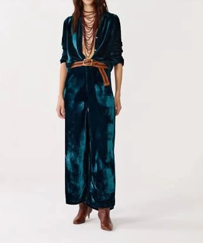 Trendsetter's Closet Luna Velvet Pants In Teal