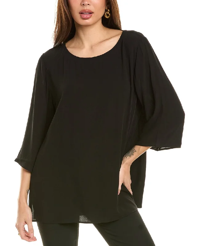 Chic Styles EILEEN FISHER Ballet Neck Silk Top