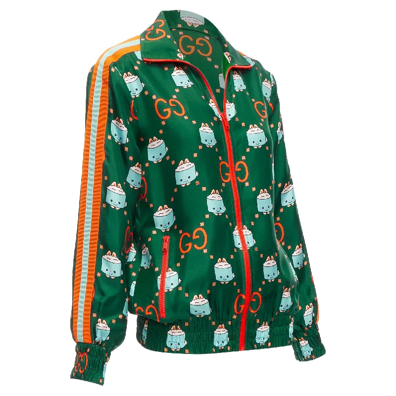 Elegant Style Gucci Pikarar GG Logo Monogram Silk Track Jacket