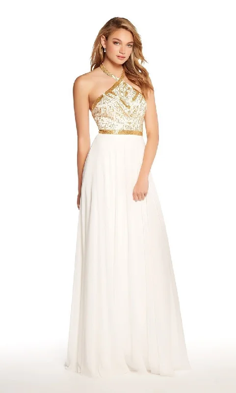 Hot Trends Alyce Paris - Adorned Halter Full Chiffon A-Line Gown 60043SC