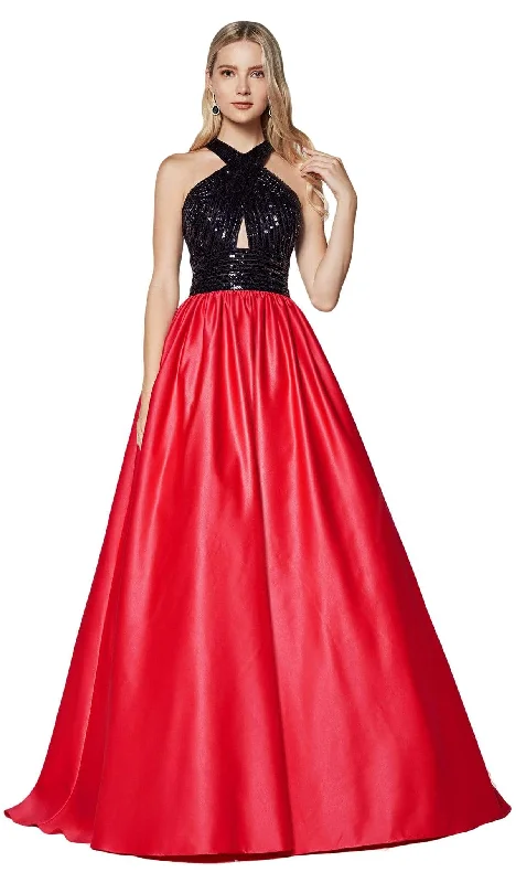 Redefining Women's Style Cinderella Divine - J0234 Sequined Crisross Cutout Bodice Gown