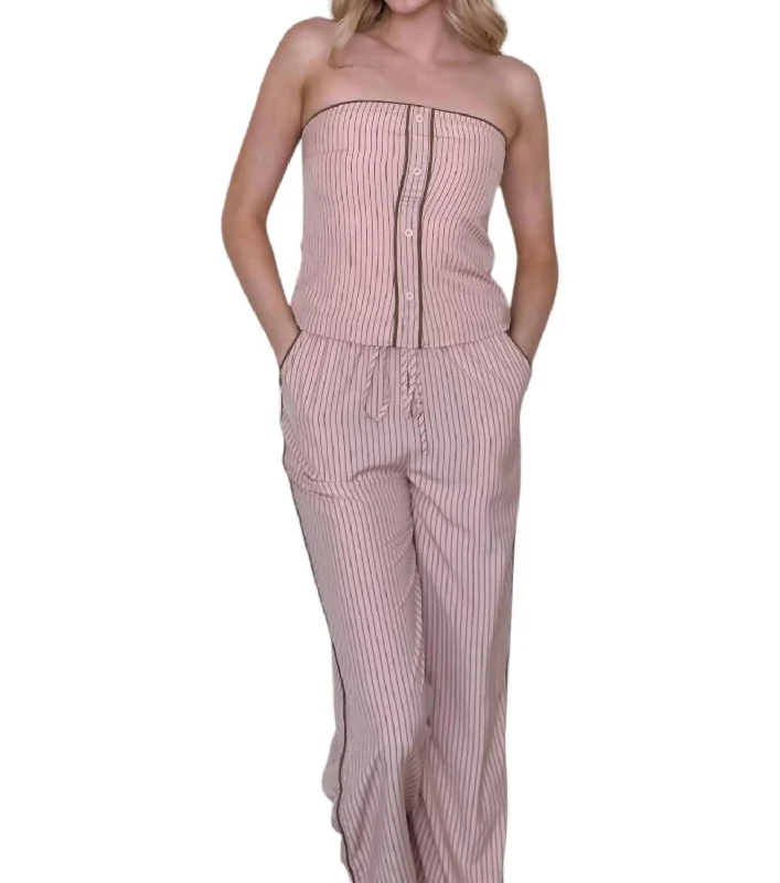 Minimalist Style Adore You Matching Set In Light Pink/brown