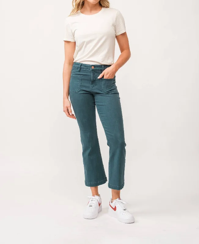 Trendy Threads Jeanne Cropped Flare Jeans In Deep Teal