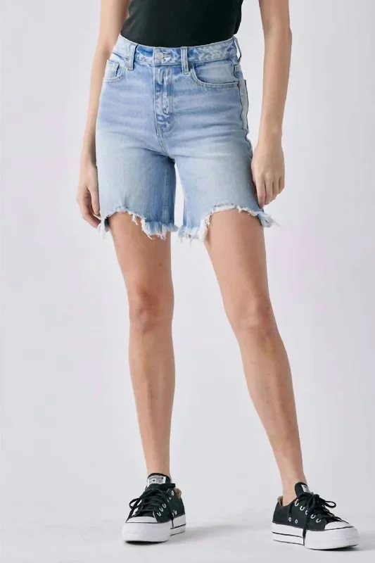 Chic And Trendy Cello Frayed Bermuda Shorts In Light Denim