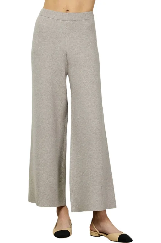 Trendy Street Style Cropped Wide Sweater Pants In Grey Melange