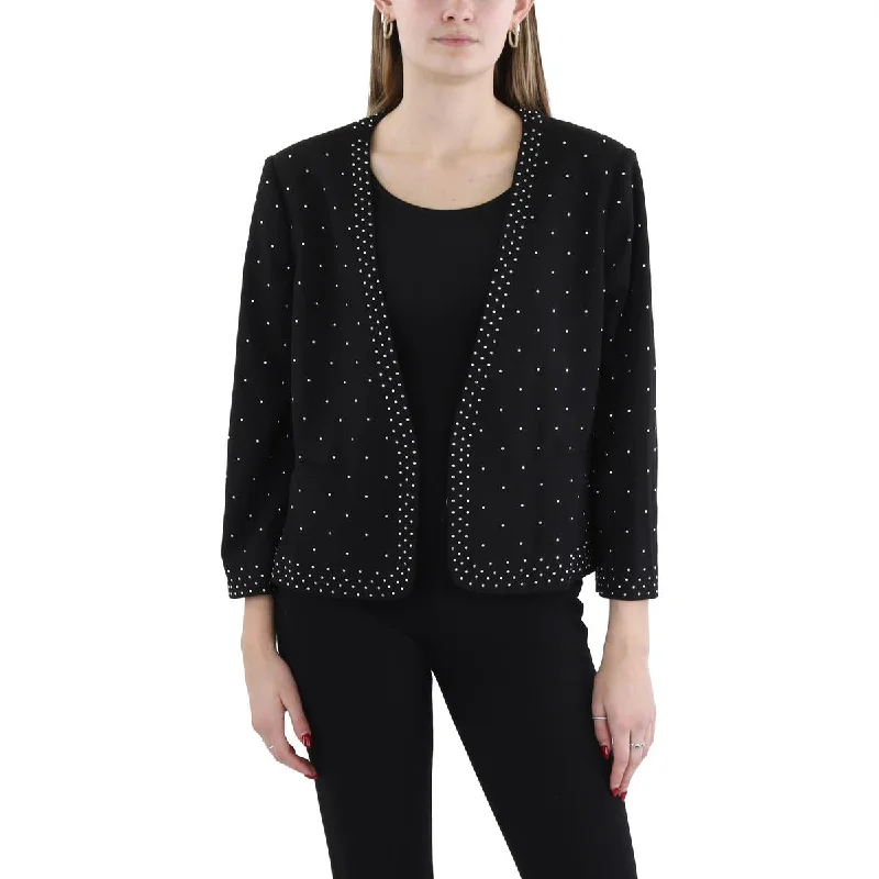 Big Savings Womens Studded Polyester Open-Front Blazer