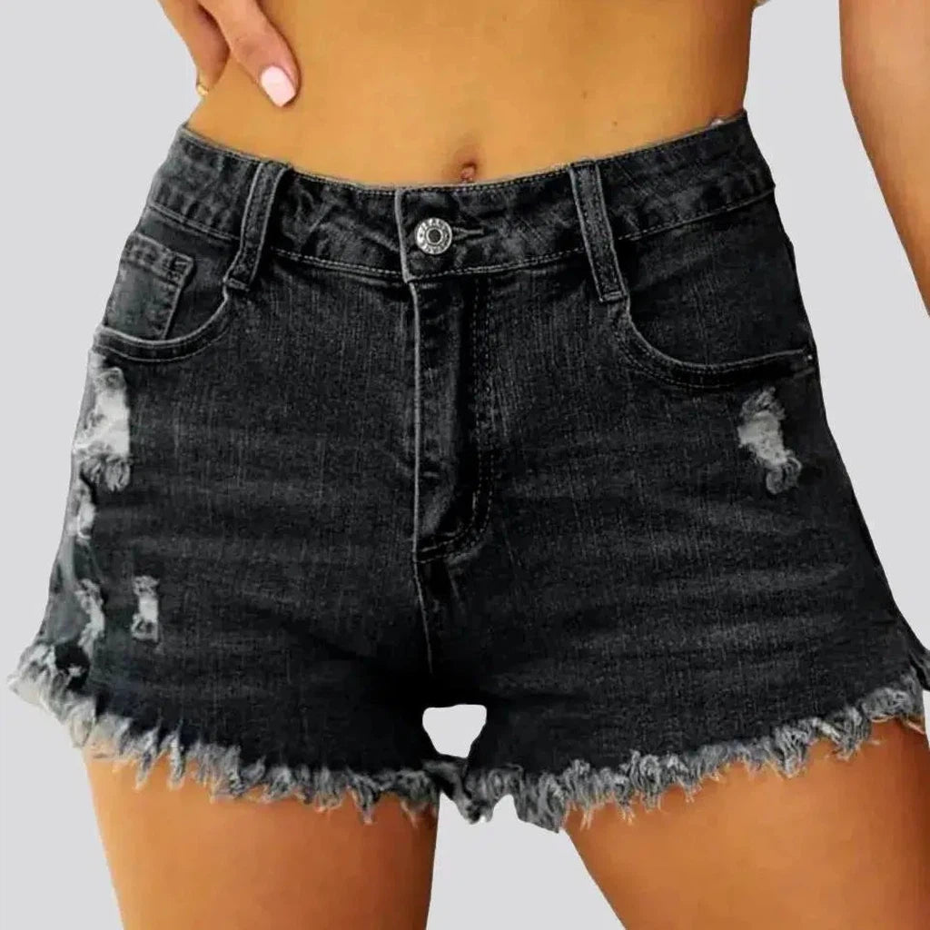 Wardrobe Essentials Grunge straight denim shorts for ladies