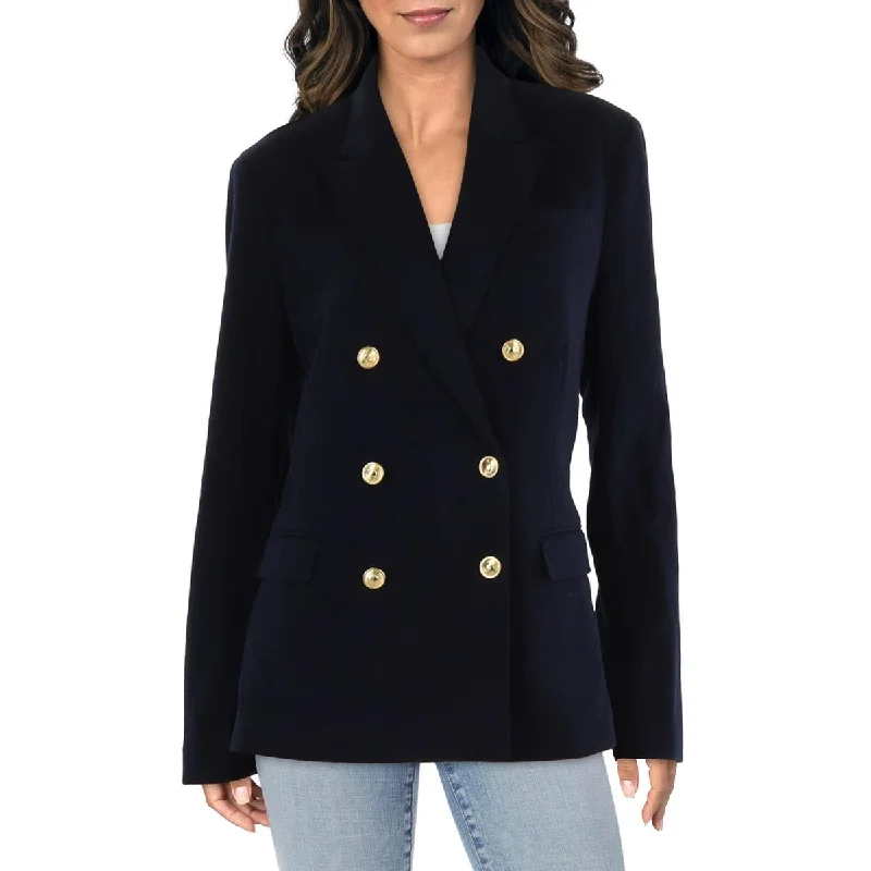 Daily Essentials Womens Shoulder Pads Long Sleeve Two-Button Blazer