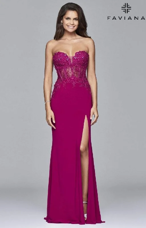 Flash Sale Event Faviana - 9412SC Sequin Embellished Corset Gown with Slit