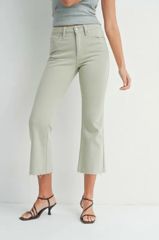 Fashion Sale High Rise Cropped Flare Jeans In Eucalyptus