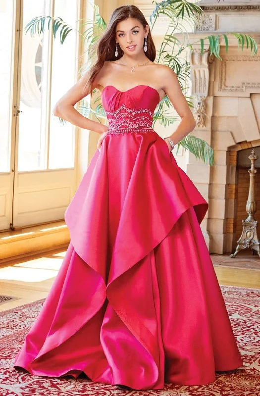 Everyday Glamour Clarisse Jeweled Midriff Ruffled Ballgown 3478