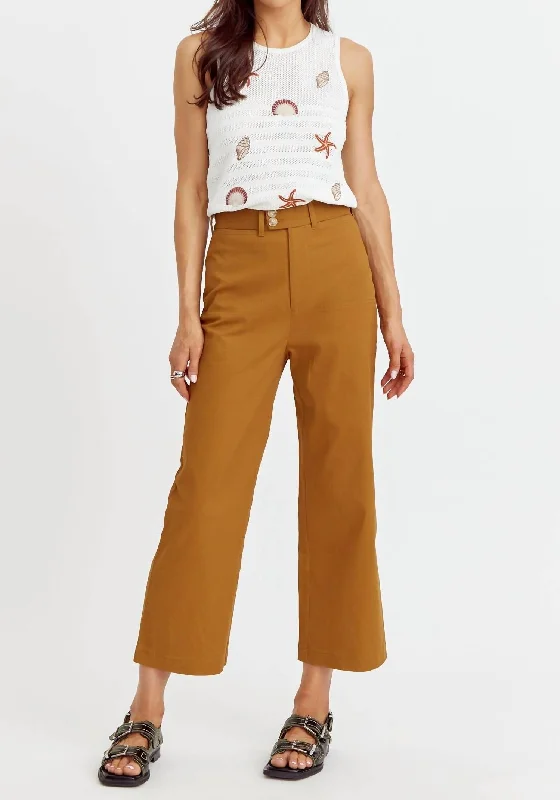 Elegant Contour Luana High Rise Crop Straight Pant In Honey