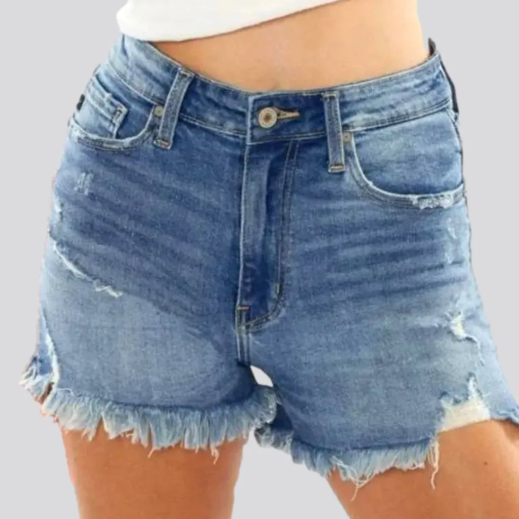 Trend Setting Wardrobe Distressed light-wash women's jeans shorts