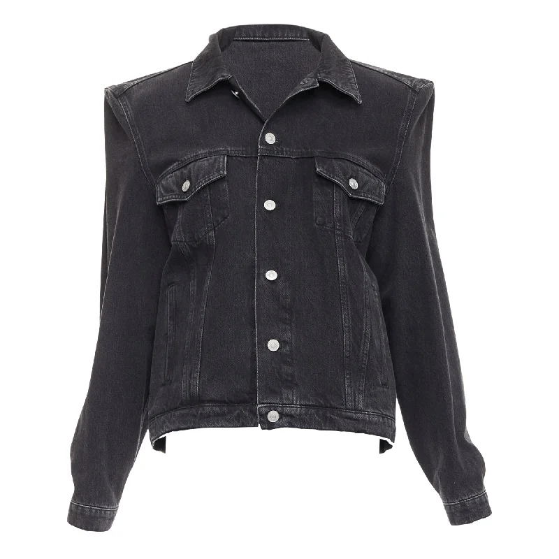 Elevated Style Balenciaga Demna washed denim power shoulder boxy jacket