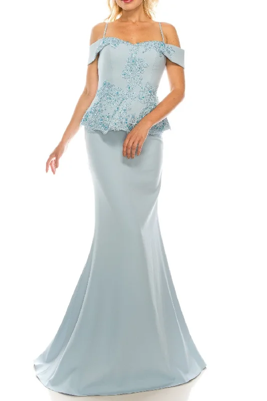 Effortless Chic Apparel Odrella - Embellished Peplum Trumpet Gown 4617SC