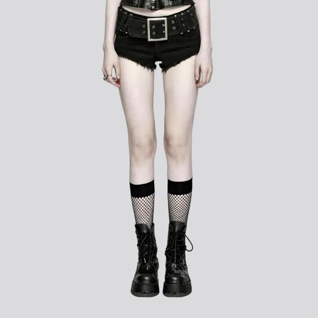 Quality Wear Mid-waist black jeans shorts for ladies