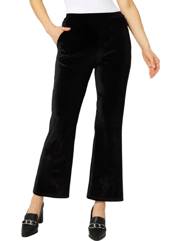 Feminine Elegance Pippa Pleat Front Velour Pant In Black