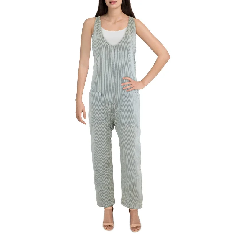 Y2K Nostalgic Fashion Look Womens Cotton Striped Jumpsuit