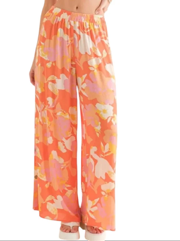 Luxury Comfort Floral Wide Leg Palazzo Pants In Tangerine