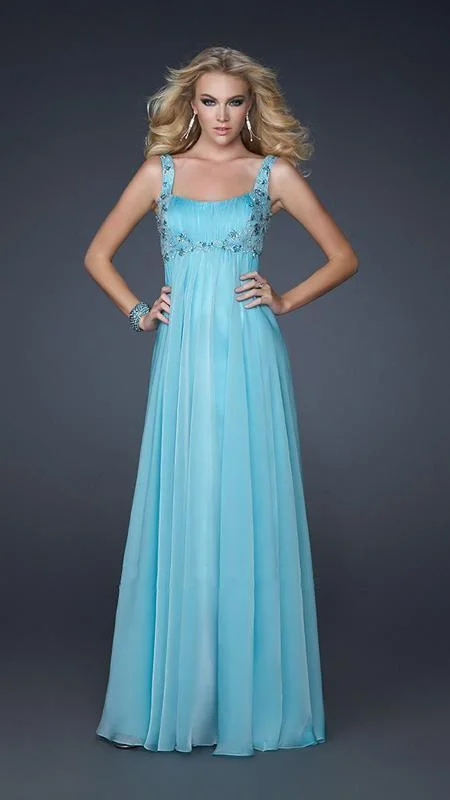 Buy More, Save More La Femme - Sleeveless Pleated Bust Beaded Chiffon Gown 17476