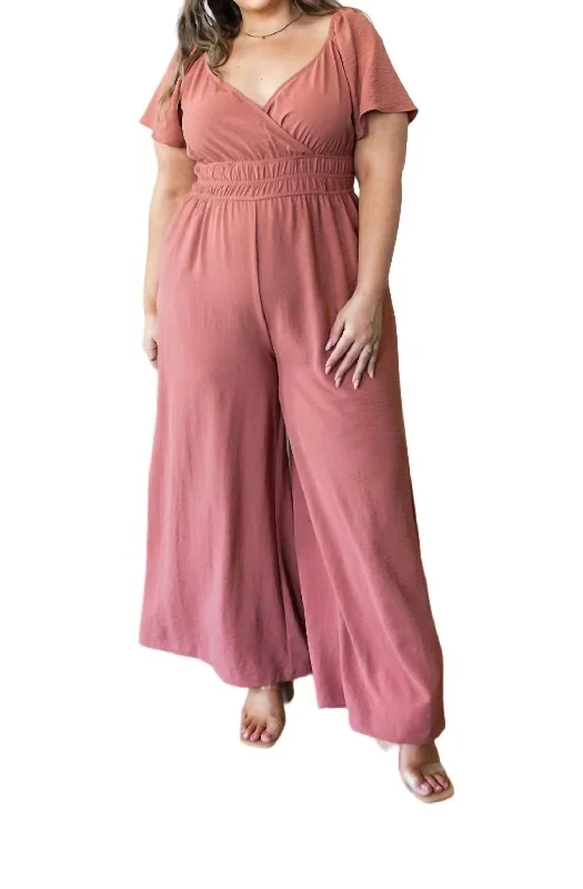 Sustainable Fashion Extravaganza Wandering Valley Wide Leg Jumpsuit In Mauve