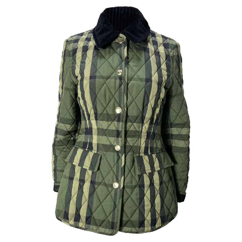 Shop Our Looks Burberry Check Diamond Quilted Jacket in Green Polyester