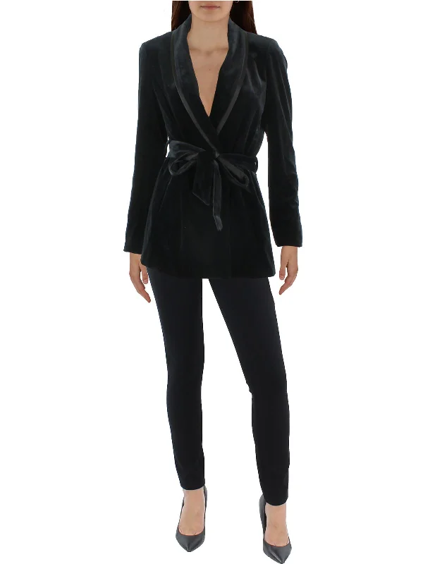 Browse Our Top Products Womens Velvet Shawl Collar One-Button Blazer