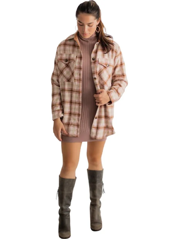 Sale Event, Prices Rock Lexi Plaid Pocketed Shacket In Brown